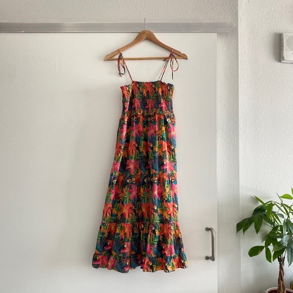 Anthropologie Farm Rio Island Cover-Up Midi Dress in Tropical Jungle Size Small - Picture 7 of 10